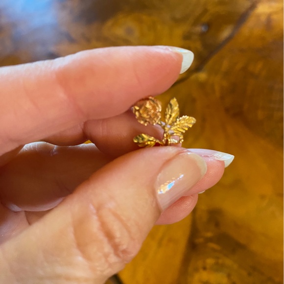 Vintage 14K Gold Rose Pendant Charm Black Hills Gold - Picture 3 of 7